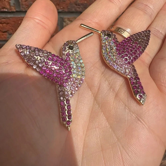 Zara Hummingbird Purple Crystal Earrings - Picture 7 of 9